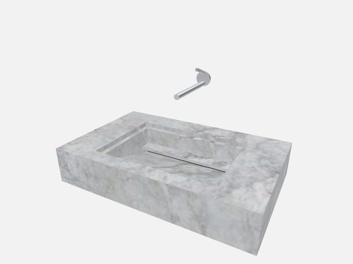 Lavatório com cuba esculpida em Branco Carrara, 80 × 50 cm