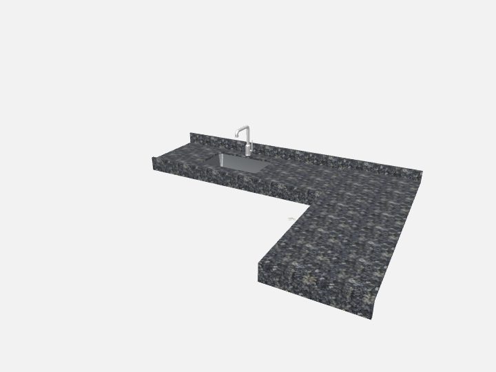 Pia em L em Blue Pearl, 160 + 100 cm