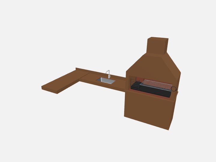 Parrilla com bancada em L em Tan Brown, 160 + 100 cm